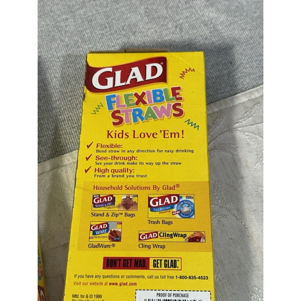 Vintage Set Of 2 1999 Glad Flexible Straws 40 Count Each Clear Plastic Bendy